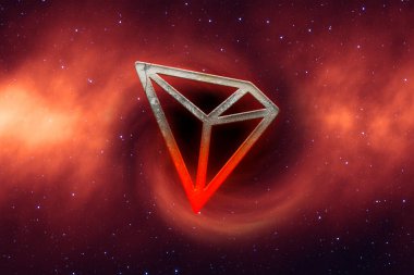 3D şifreleme tronu para rengarenk arka plan, şifreleme konsepti 3D illüstrasyon