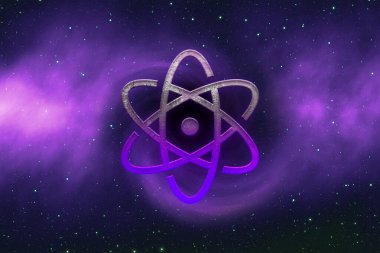 3D şifreleme proton madeni para rengarenk arkaplan, şifreleme konsepti 3D illüstrasyon