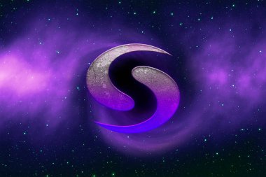 3D şifreleme syscoin sikke rengarenk arka plan, şifreleme konsepti 3D illüstrasyon