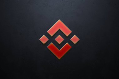 Renkli arkaplan, kripto para konsepti 3D resimleme üzerine üç boyutlu şifreleme binans madeni para