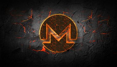 Renkli arkaplan, kripto para kavramı 3D resimleme üzerine üç boyutlu şifreleme monero sikkesi