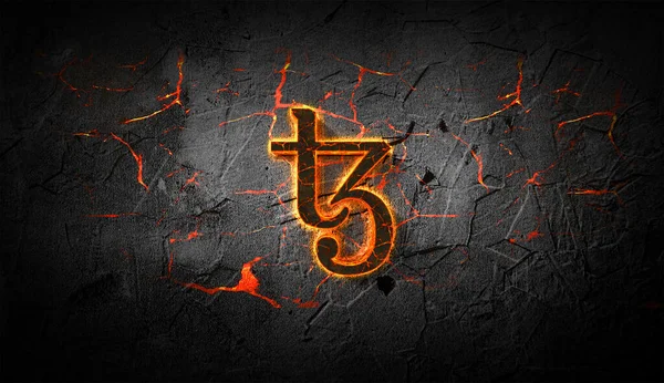 3D şifreleme tezo para koyu arkaplan üzerinde, kripto para kavramı 3D illüstrasyon