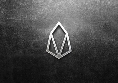 3D şifreleme eos para rengarenk arka plan, kripto para konsepti 3D illüstrasyon