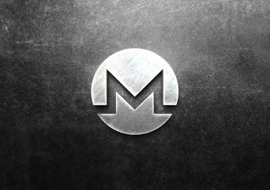 Renkli arkaplan, kripto para kavramı 3D resimleme üzerine üç boyutlu şifreleme monero sikkesi