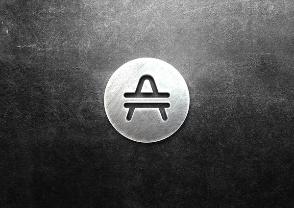 렌더링 Cryptocurrency Amp Coin Grey Background Cryptocurrency Conception Illustration — 스톡 사진