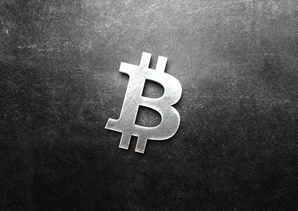Rendering Cryptocurrency Bitcoin Coin Grey Background Cryptocurrency Concept Illustration — Stockfoto