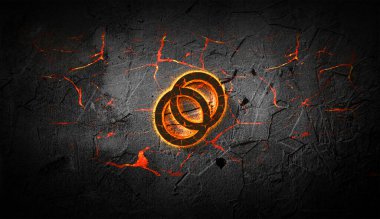 Renkli arkaplan, kripto para konsepti 3 boyutlu resimleme üzerine 3D şifreleme çello sikkesi