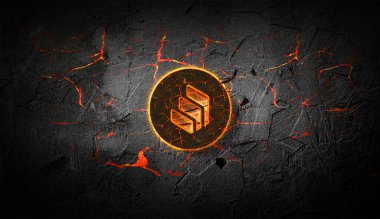 3D şifreleme bileşik madeni para rengarenk arka plan, şifreleme konsepti 3D illüstrasyon