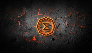 Renkli arkaplan, kripto para kavramı 3 boyutlu resimleme üzerine üç boyutlu şifreleme madeni para