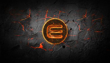 3D şifreleme şifreleme enjiin madeni para rengarenk arka plan, şifreleme konsepti 3D illüstrasyon