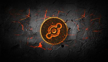 3D şifreleme helyum madeni para rengarenk arka plan, kripto para konsepti 3D illüstrasyon