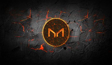 3D şifreleme aracı madeni para rengarenk arka plan, şifreleme konsepti 3D illüstrasyon