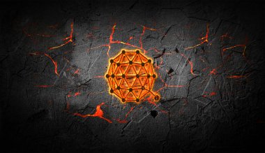 3D şifreleme qtum para rengarenk arka plan, şifreleme konsepti 3D illüstrasyon