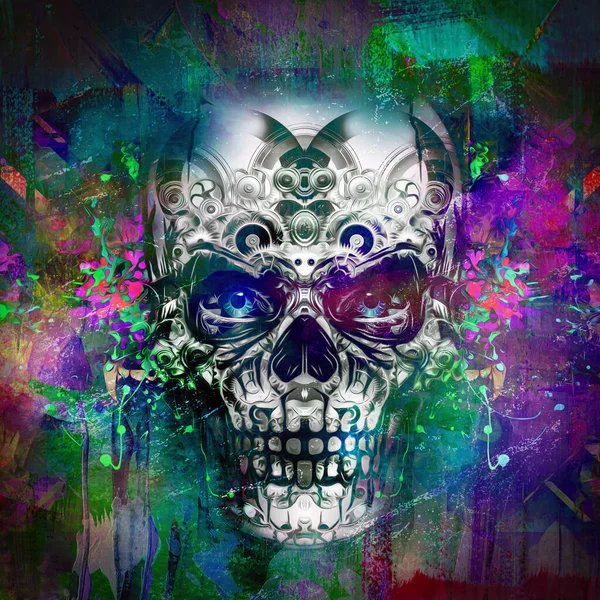 Abstract Colored Artistic Skull Graphic Design Concept Grunge Art — стоковое фото