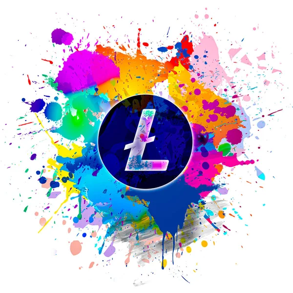 Rendering Cryptocurrency Litecoin Coin Colorful Background Cryptocurrency Concept Illustration — Stok fotoğraf