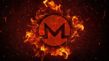 Renkli arkaplan, kripto para kavramı 3D resimleme üzerine üç boyutlu şifreleme monero sikkesi