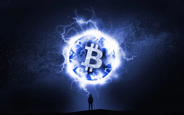 Rendering Cryptocurrency Bitcoin Färgglada Bakgrund Cryptocurrency Koncept Illustration — Stockfoto
