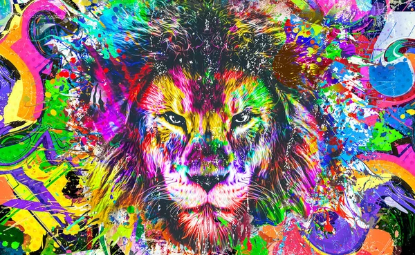 Närbild Hel Del Färgglada Lejon — Stockfoto