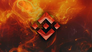 Renkli arkaplan, kripto para konsepti 3D resimleme üzerine üç boyutlu şifreleme binans madeni para