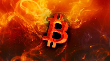 3D şifreleme bitcoin para rengarenk arka plan, kripto para konsepti 3D illüstrasyon