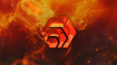 3D şifreleme şifreleme onaltılık madeni para rengarenk arkaplan, şifreleme konsepti 3B illüstrasyon