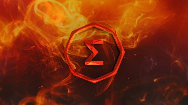 Renkli arkaplan, kripto para kavramı 3 boyutlu resimleme üzerine üç boyutlu şifreleme madeni para