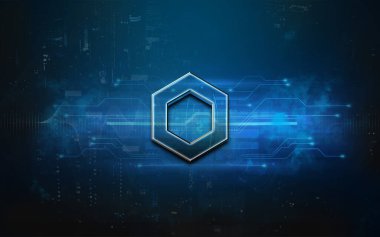 Renkli arka plan, kripto para konsepti 3D resimleme şifreleme Chailink sikke üç boyutlu