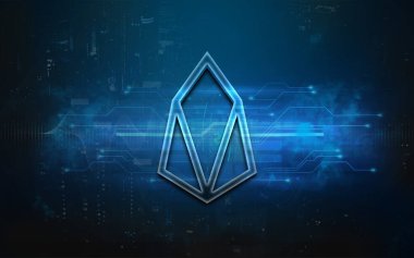 3D şifreleme eos para rengarenk arka plan, kripto para konsepti 3D illüstrasyon