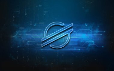 3D şifreleme kripto para yıldız para rengarenk arka plan, şifreleme konsepti 3D illüstrasyon