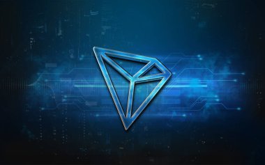 3D şifreleme tronu para rengarenk arka plan, şifreleme konsepti 3D illüstrasyon