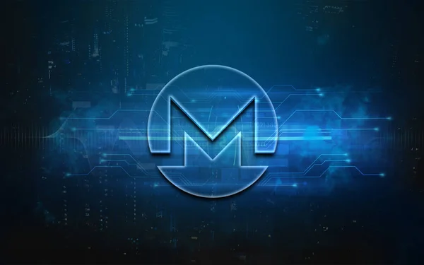 Render Cryptocurrency Monero Koin Pada Latar Belakang Berwarna Warni Cryptocurrency — Stok Foto