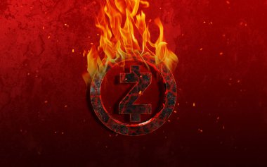 3D şifreleme zcash madeni para rengarenk arkaplan, şifreleme konsepti 3B illüstrasyon