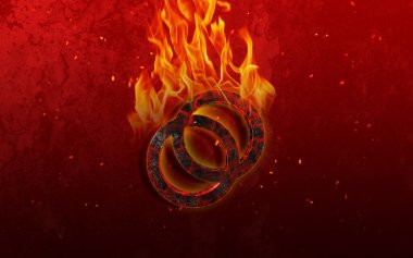 Renkli arka plan, kripto para konsepti 3D illüstrasyon üzerinde kripto çello sikkesi