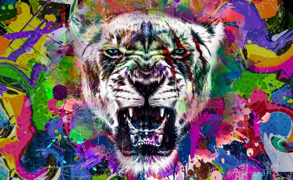 Lion Head Colorful Creative Abstract Element White Background Color Art — Foto de Stock