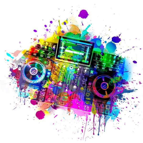 Colorful Music Background Controller Top View —  Fotos de Stock