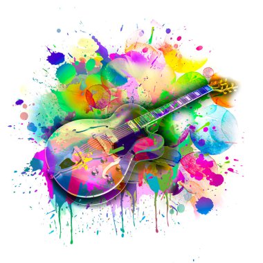 Gitar rengi sanatı ile parlak soyut arkaplan