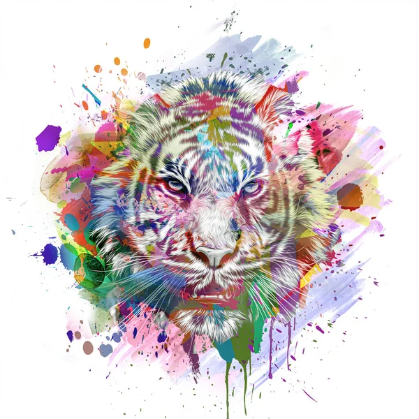 Bright Abstract Colorful Background Tiger Paint Splashes Color — Stockfoto