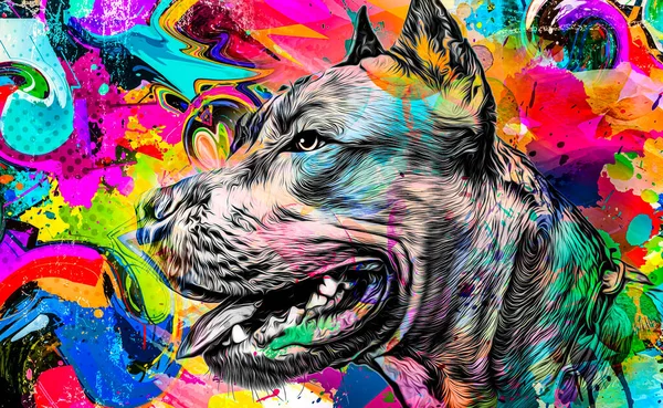 Abstract Colored Dog Muzzle Isolated Colorful Background Color Art — Stock Photo, Image