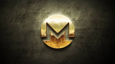 Renkli arkaplan, kripto para kavramı 3D resimleme üzerine üç boyutlu şifreleme monero sikkesi