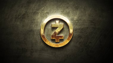 3D şifreleme zcash madeni para rengarenk arkaplan, şifreleme konsepti 3B illüstrasyon