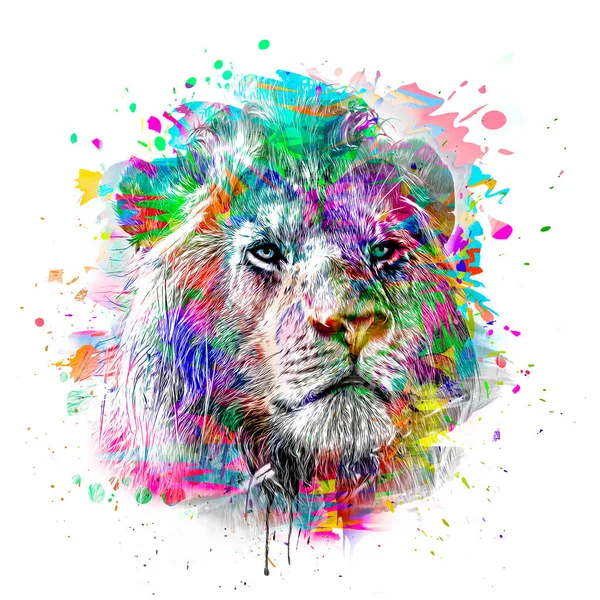 Lion Head Colorful Creative Abstract Element White Background Color Art — Foto Stock