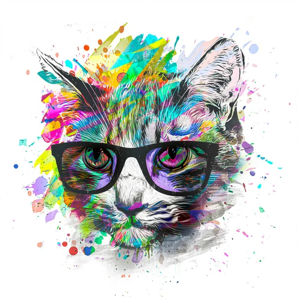 Abstracte Kleurrijke Kat Muilkorf Illustratie Grafisch Ontwerp Concept Kleur Kunst — Stockfoto