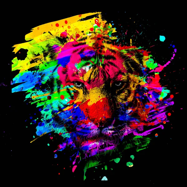 Graffiti Wall Tiger Color Art — Stock Photo, Image