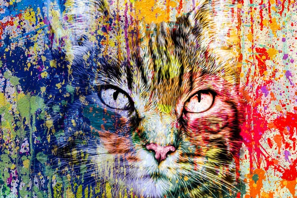 彩色猫嘴图解 平面设计概念 色彩艺术 — 图库照片