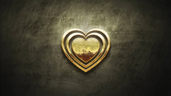 Golden Heart Grunge Background Color Art — Foto Stock