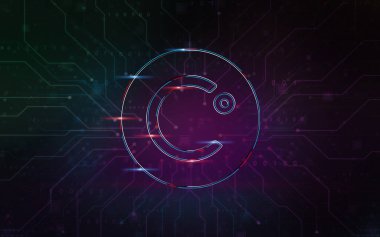 3D şifreleme parolası rengarenk arka plan, kripto para konsepti 3D illüstrasyon