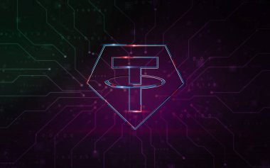 Renkli arkaplan, kripto para konsepti 3 boyutlu resimleme üzerine şifreli para aktarımı