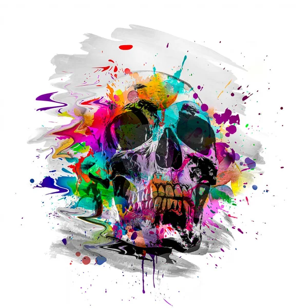 Calavera Artística Color Abstracto Concepto Diseño Gráfico Arte Colorido Brillante — Foto de Stock