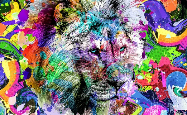Graffiti Wall Tiger Color Art — стоковое фото