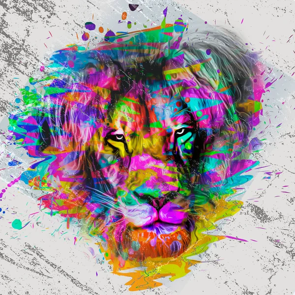 Graffiti Lion Wall Tiger Color Art — Fotografia de Stock